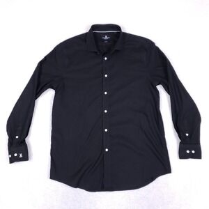 Psycho Bunny Shirt 16.5 34/35 Slim Fit Black Non Iron Stretch Logo Dress Long